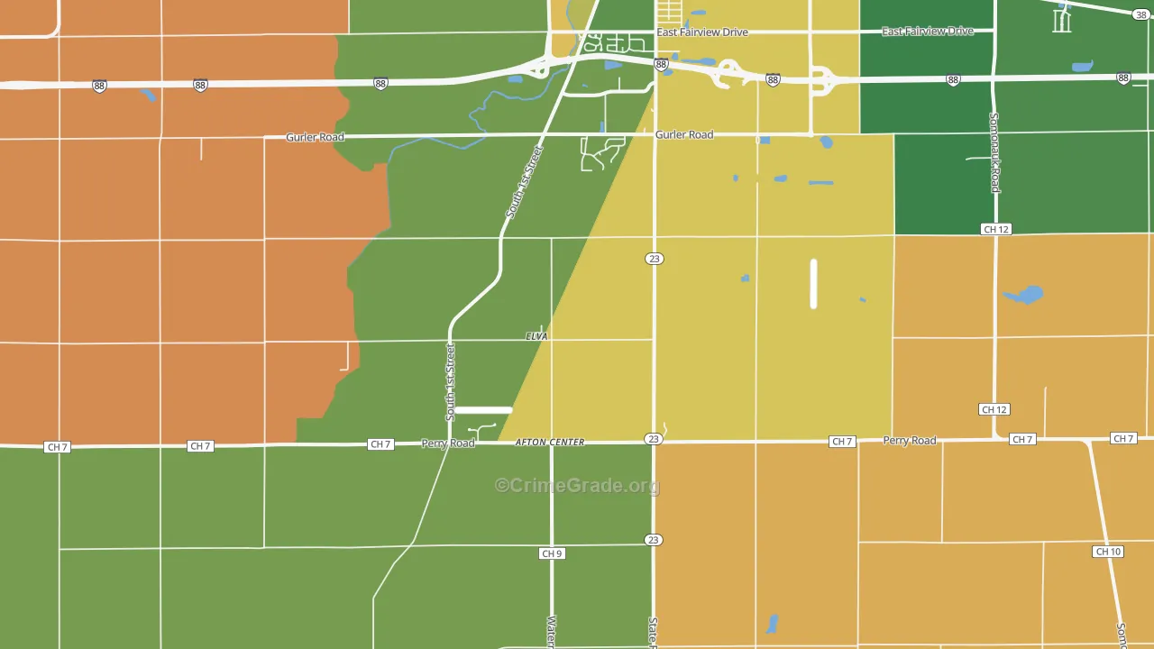Elva, IL Map of Vandalism Rates