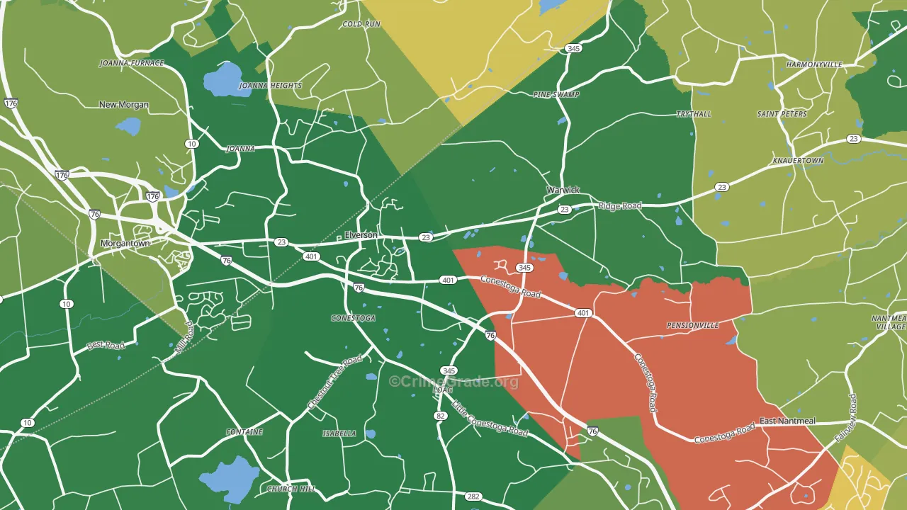 Elverson, PA Map of Vandalism Rates