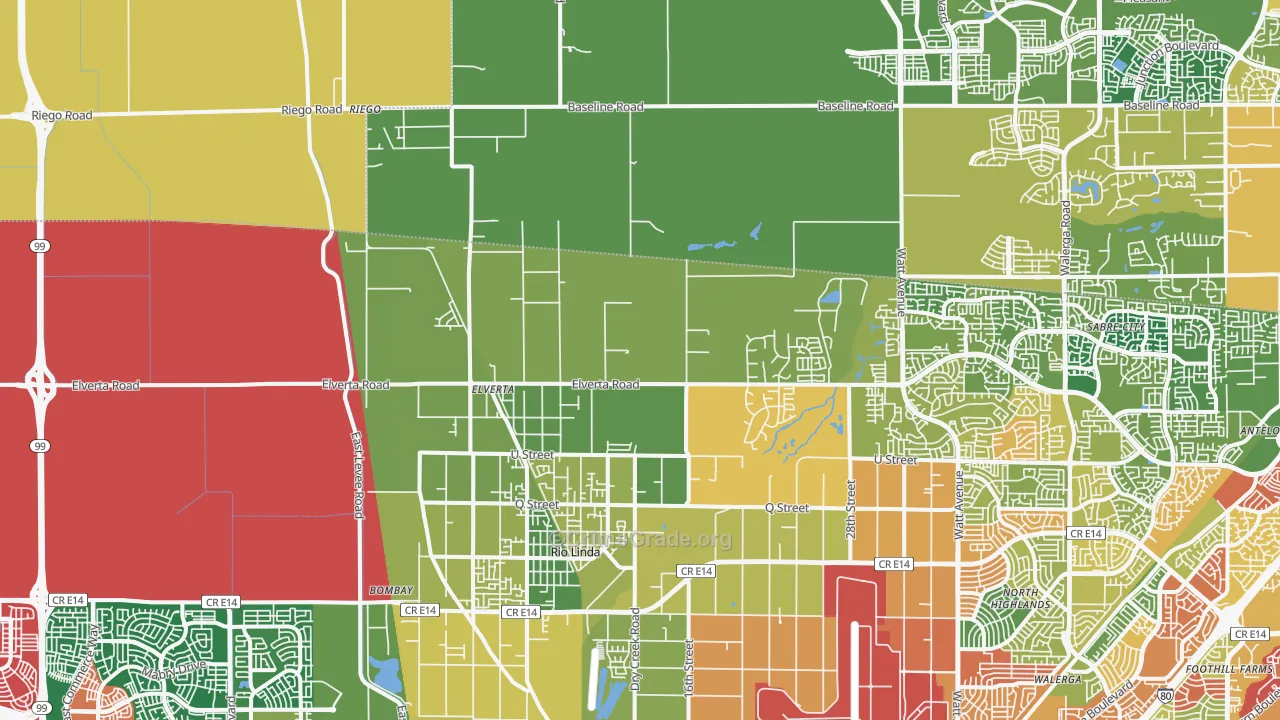 Elverta, CA Map of Vandalism Rates