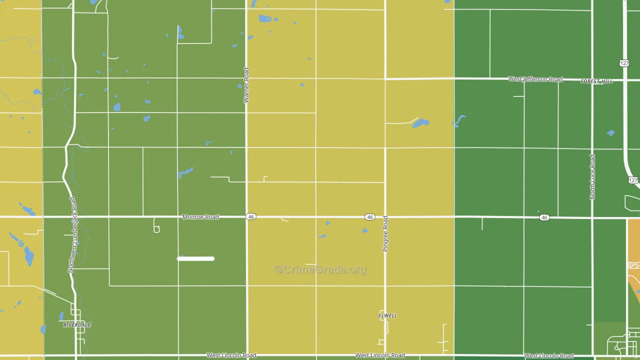 Elwell, MI Map of Vandalism Rates