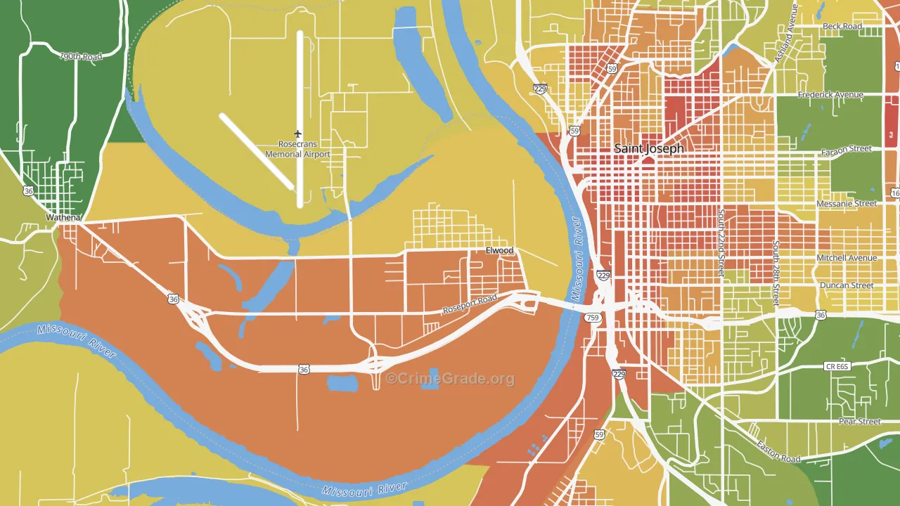 Elwood, KS Map of Vandalism Rates