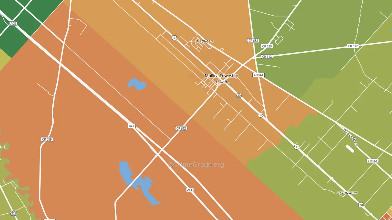 Elwood, NJ Map of Vandalism Rates