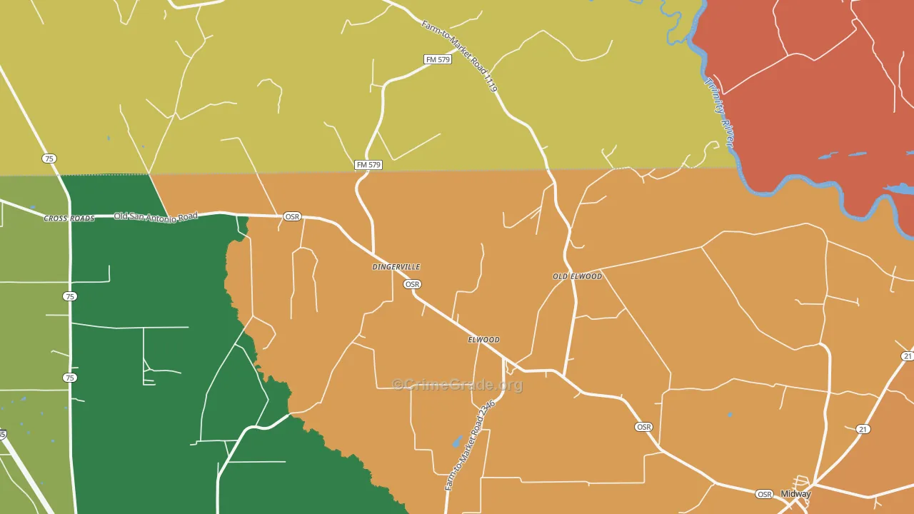 Elwood, TX Map of Vandalism Rates