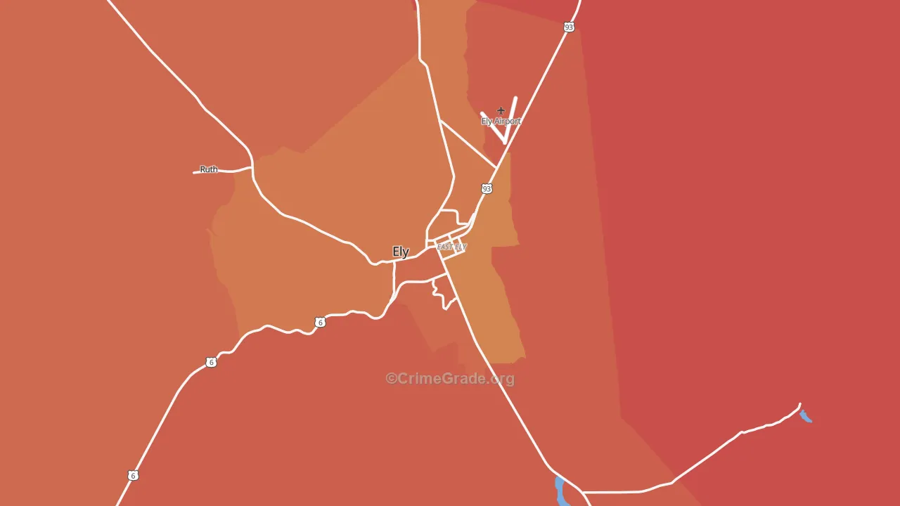 Ely, NV Map of Vandalism Rates