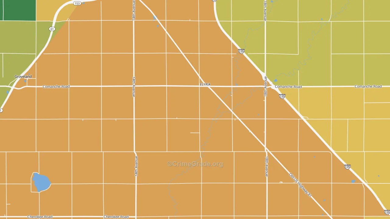 Elyria, KS Map of Vandalism Rates