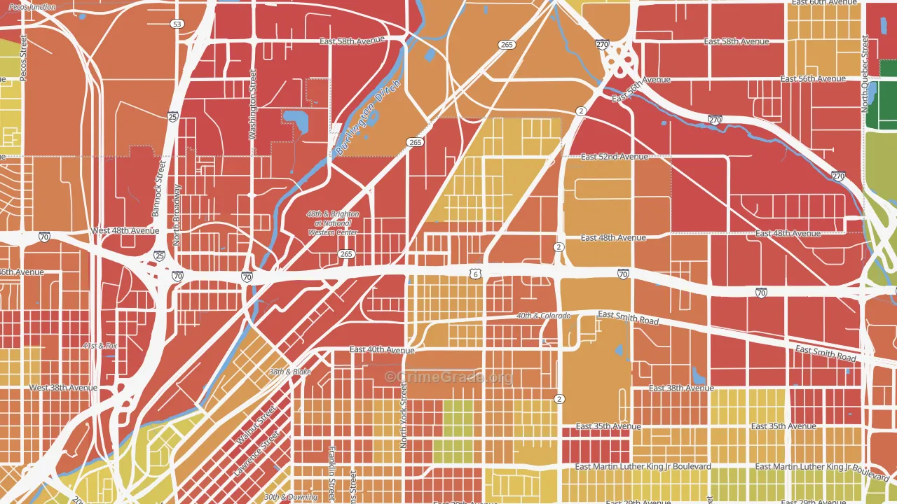 Elyria Swansea, Denver, CO Map of Vandalism Rates