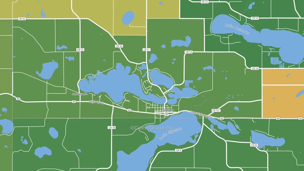 Elysian, MN Map of Vandalism Rates