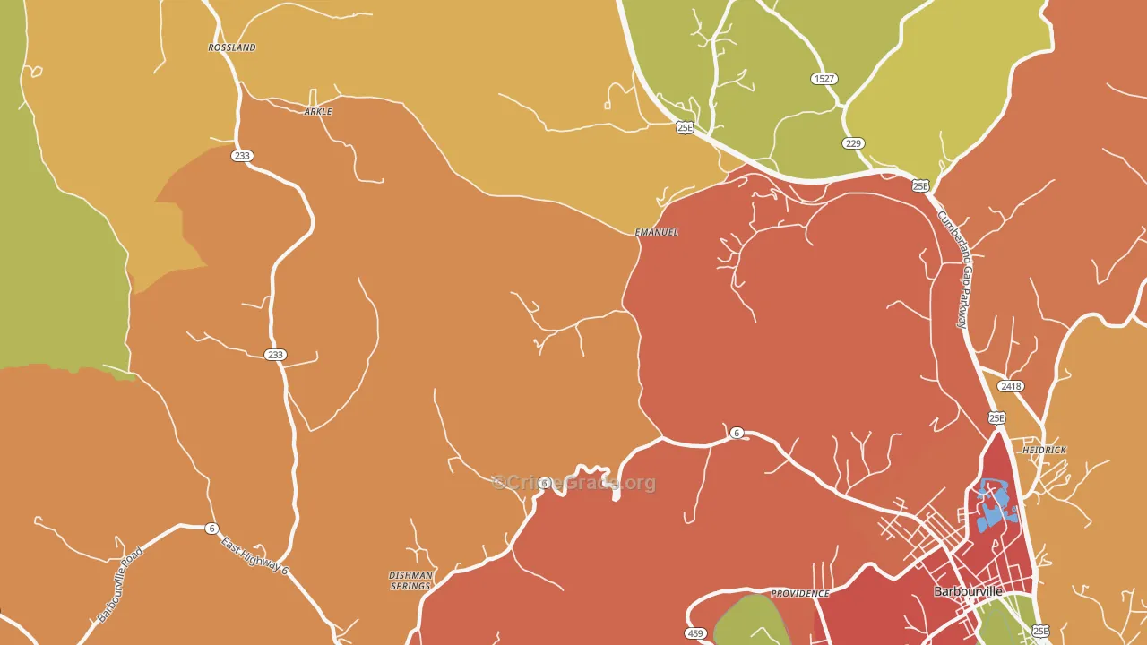 Emanuel, KY Map of Vandalism Rates