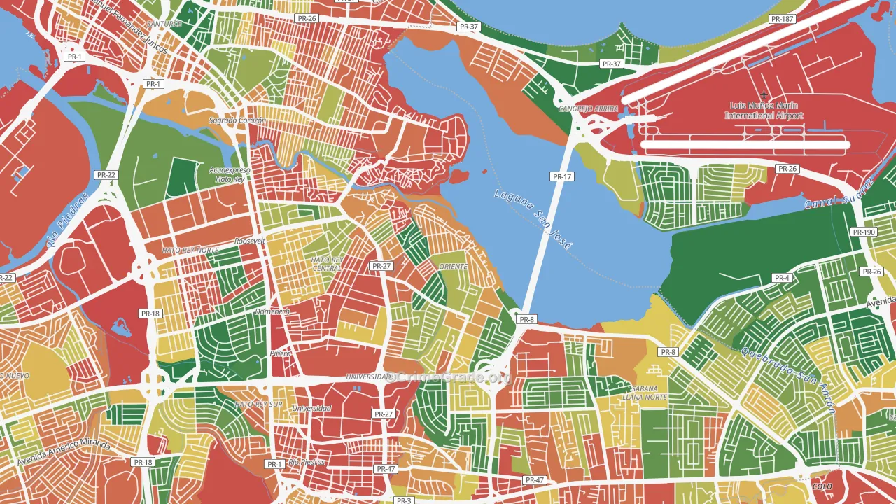 Embalse San Jose, San Juan, PR Map of Vandalism Rates