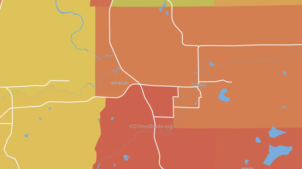 Embarrass, MN Map of Vandalism Rates