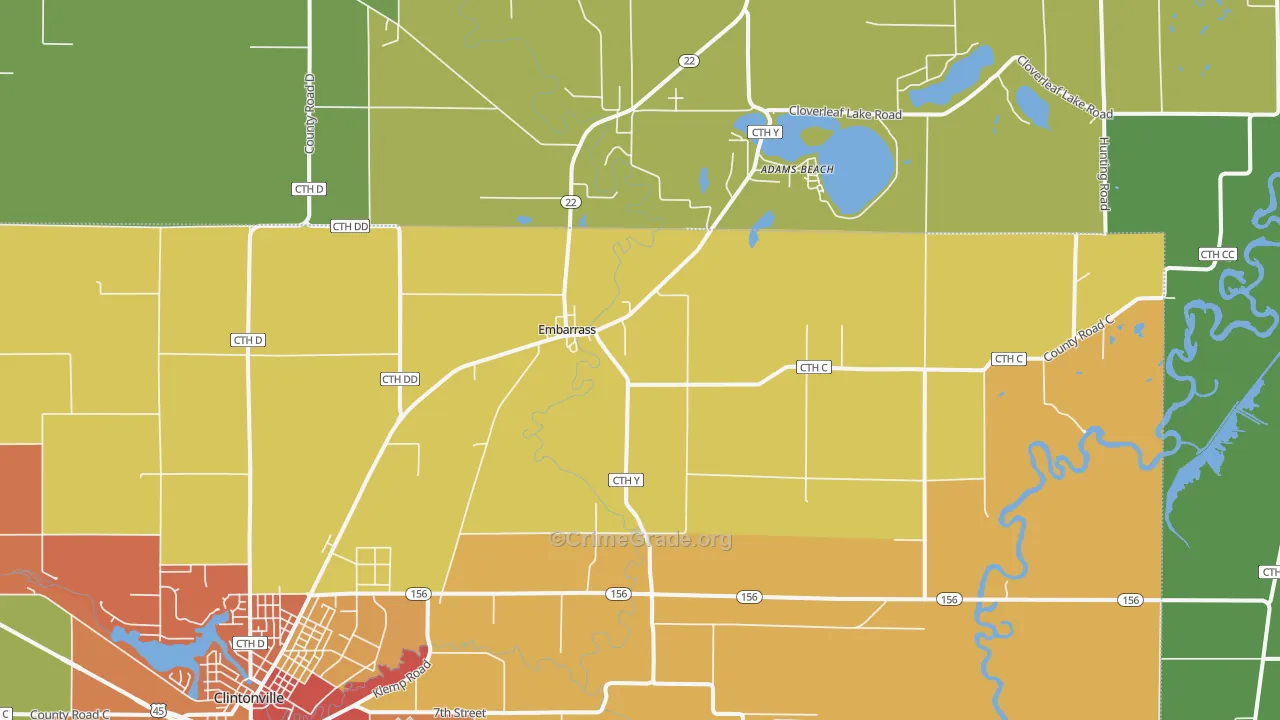 Embarrass, WI Map of Vandalism Rates