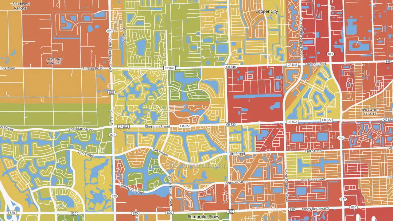 Embassy Lakes, Cooper City, FL Map of Vandalism Rates