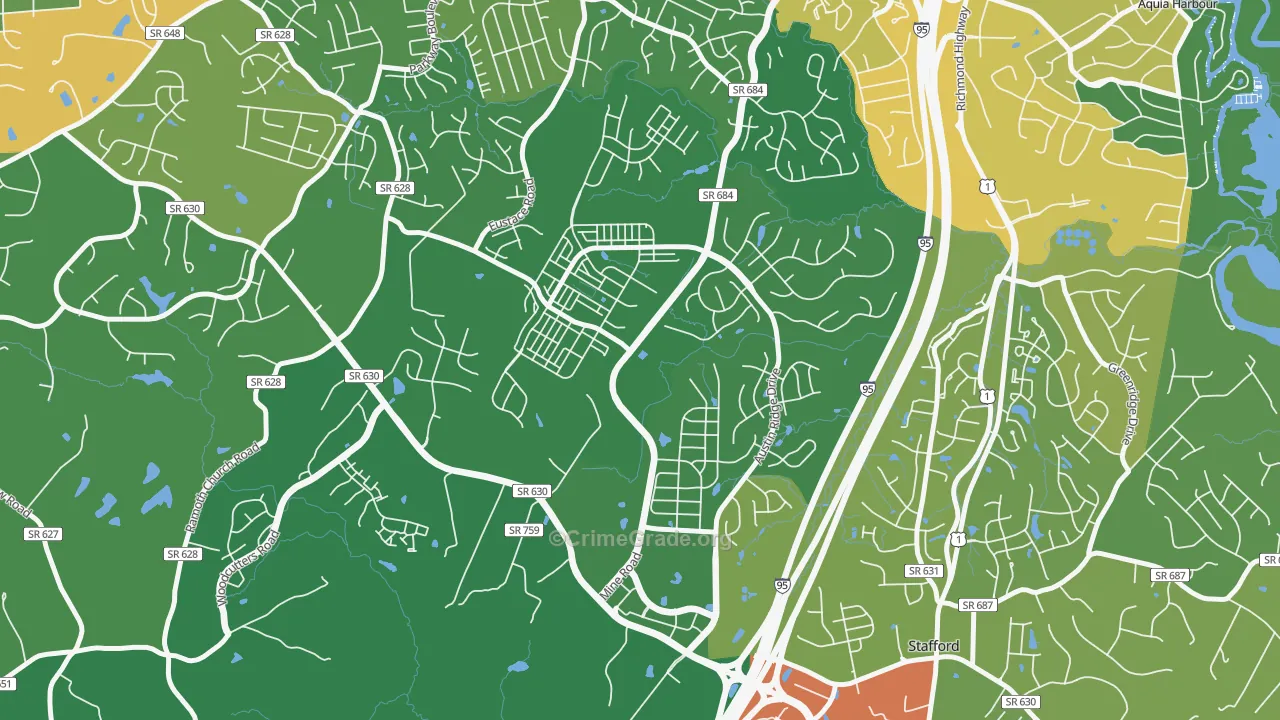 Embrey Mill, Stafford, VA Map of Vandalism Rates