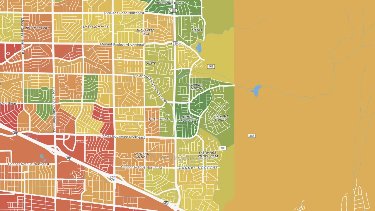 Embudo Canyon, Albuquerque, NM Map of Vandalism Rates