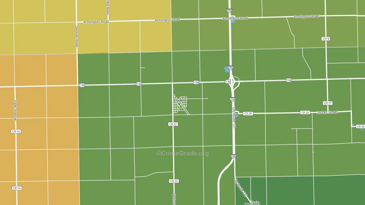 Emden, IL Map of Vandalism Rates