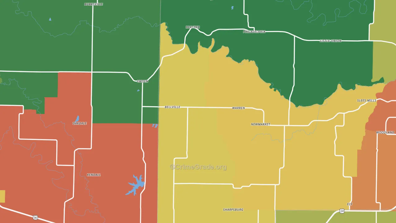 Emden, MO Map of Vandalism Rates