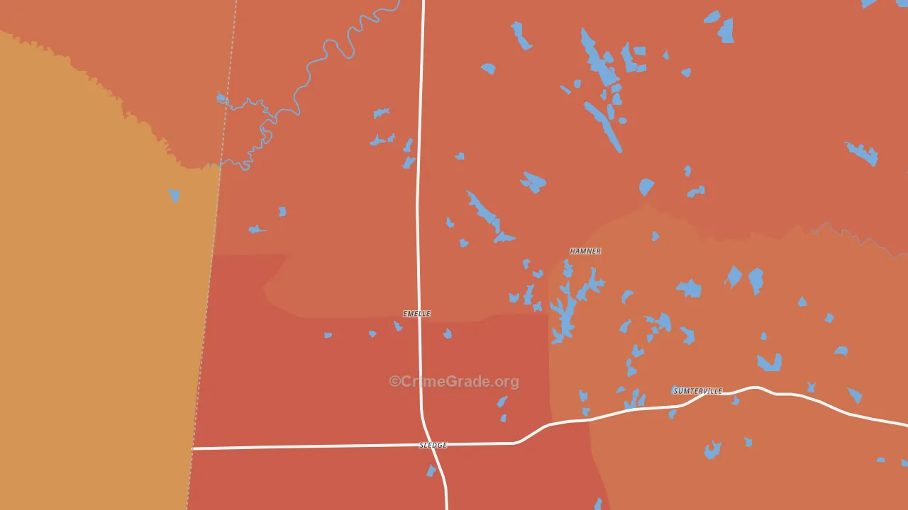 Emelle, AL Map of Vandalism Rates