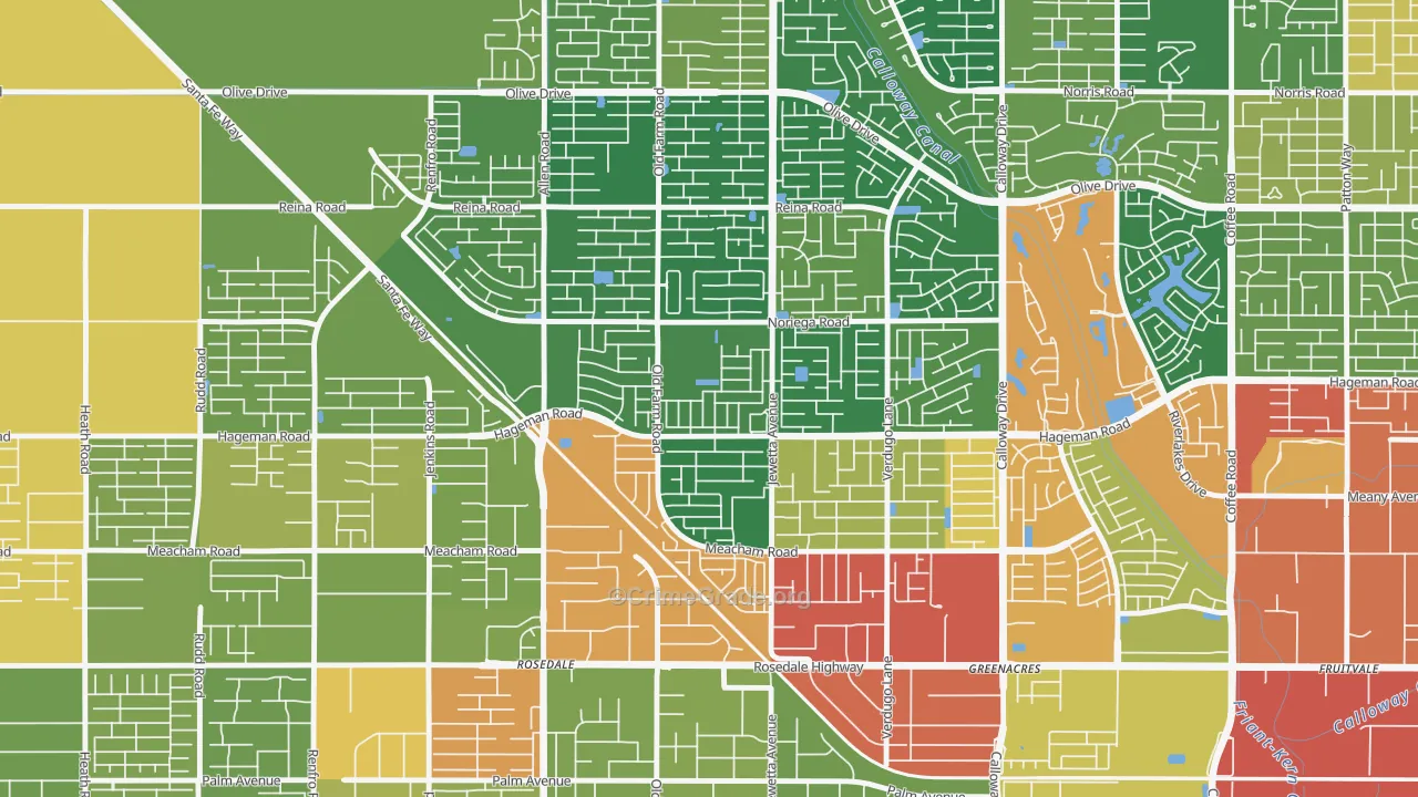 Emerald Estates, Bakersfield, CA Map of Vandalism Rates