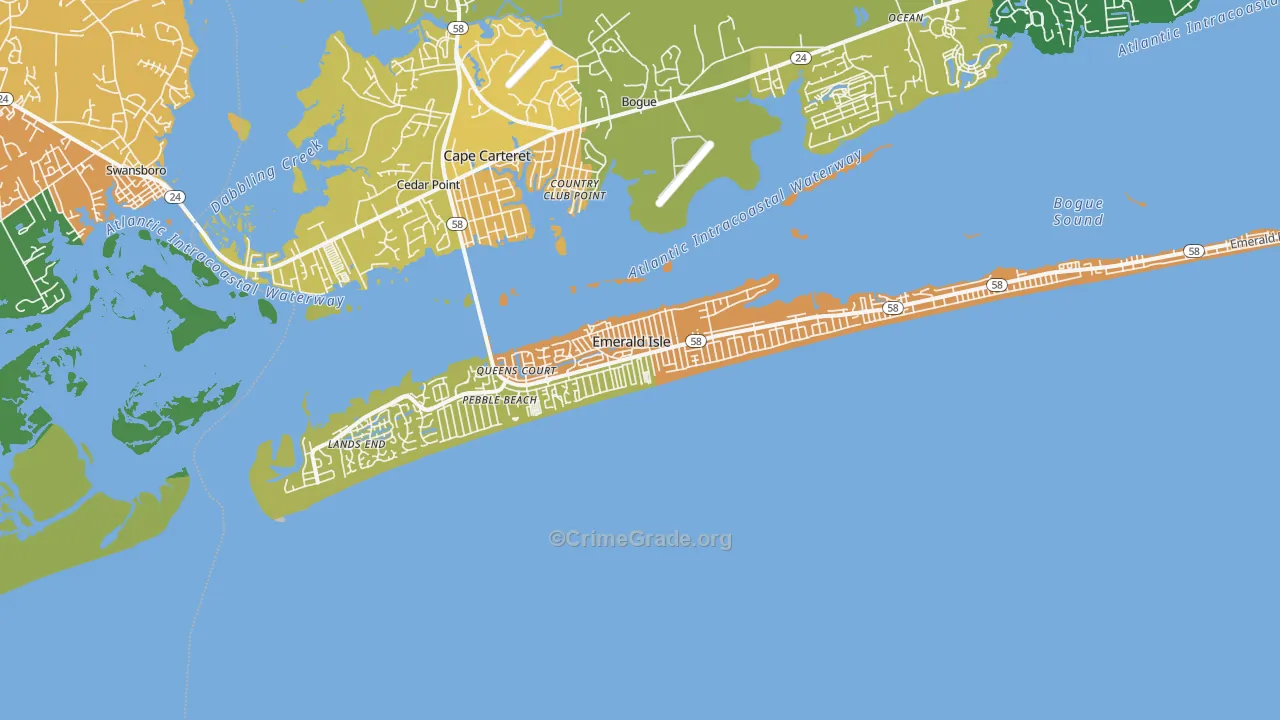 Emerald Isle, NC Map of Vandalism Rates
