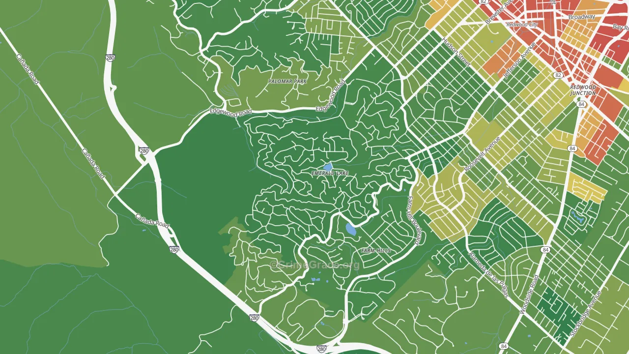 Emerald Lake Hills, Redwood City, CA Map of Vandalism Rates