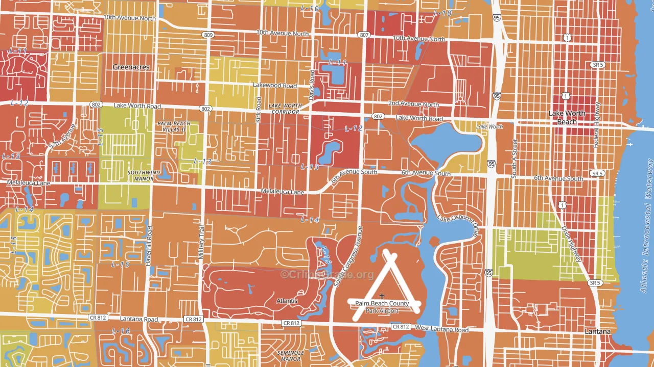 Emerald Lake-Miami, Lake Worth, FL Map of Vandalism Rates