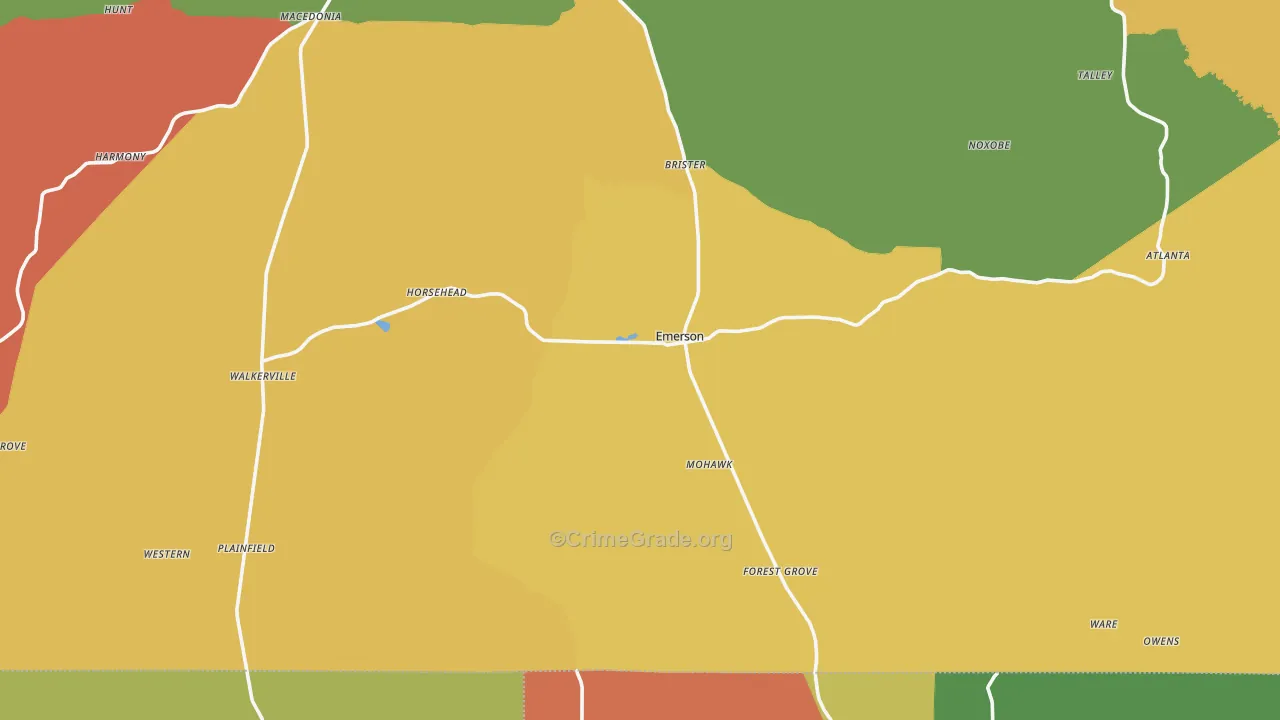 Emerson, AR Map of Vandalism Rates