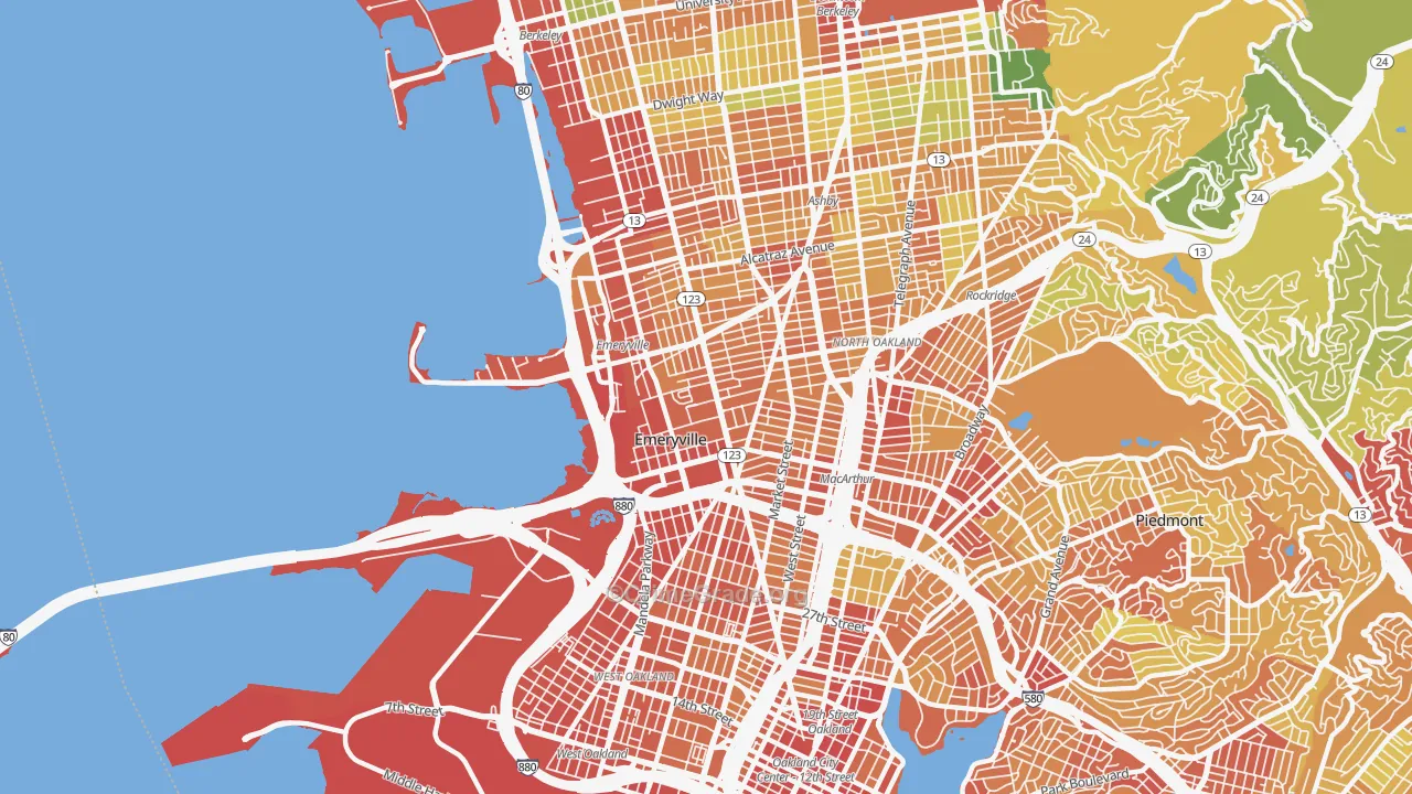 Emeryville, CA Map of Vandalism Rates