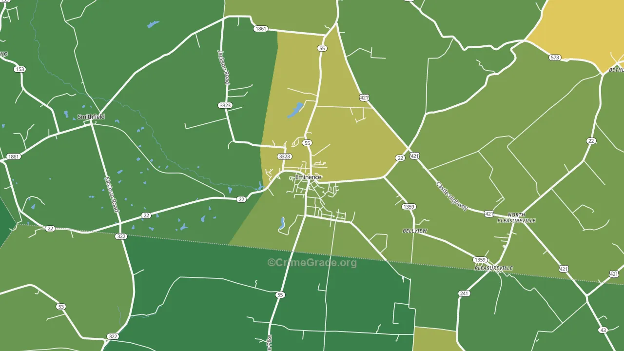 Eminence, KY Map of Vandalism Rates