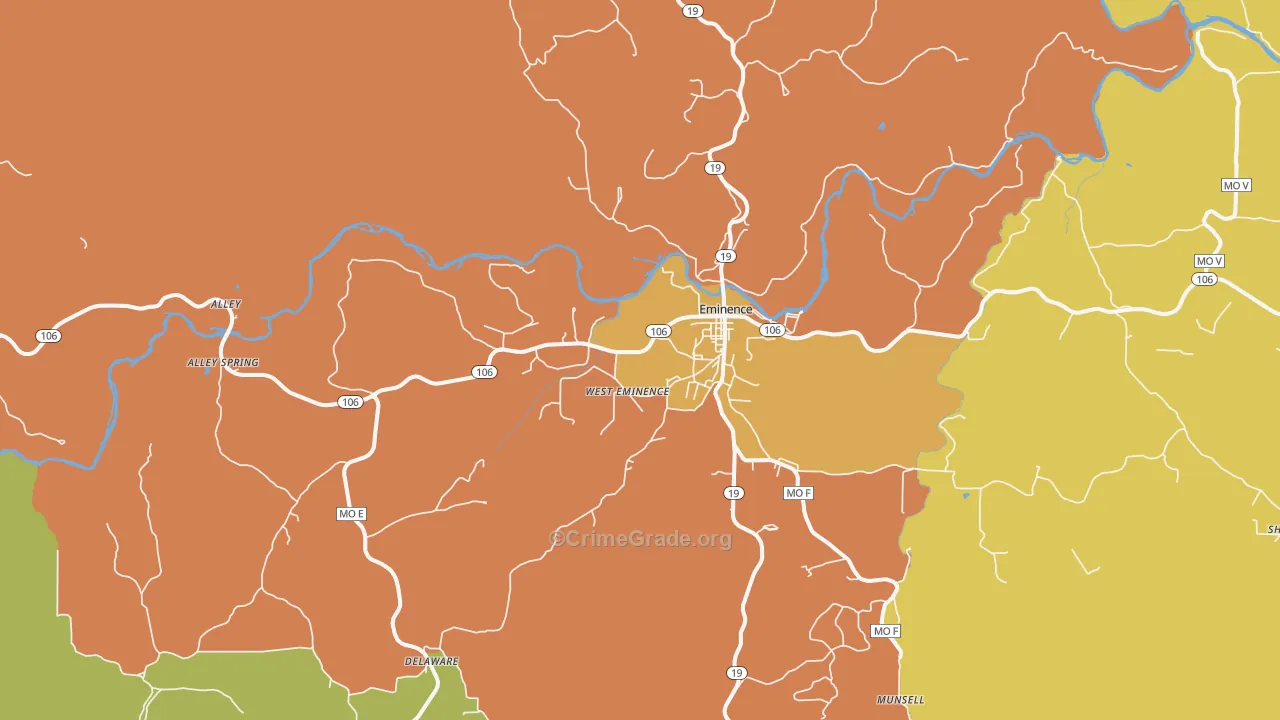 Eminence, MO Map of Vandalism Rates