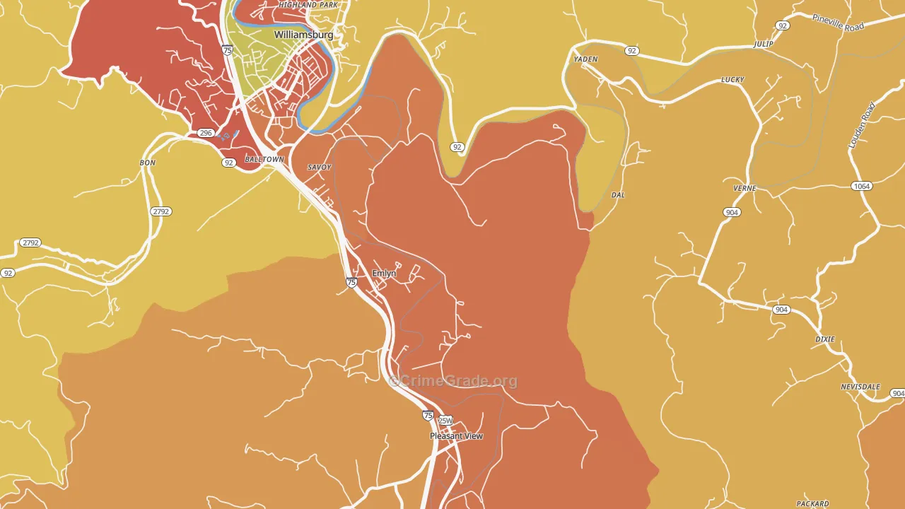 Emlyn, KY Map of Vandalism Rates