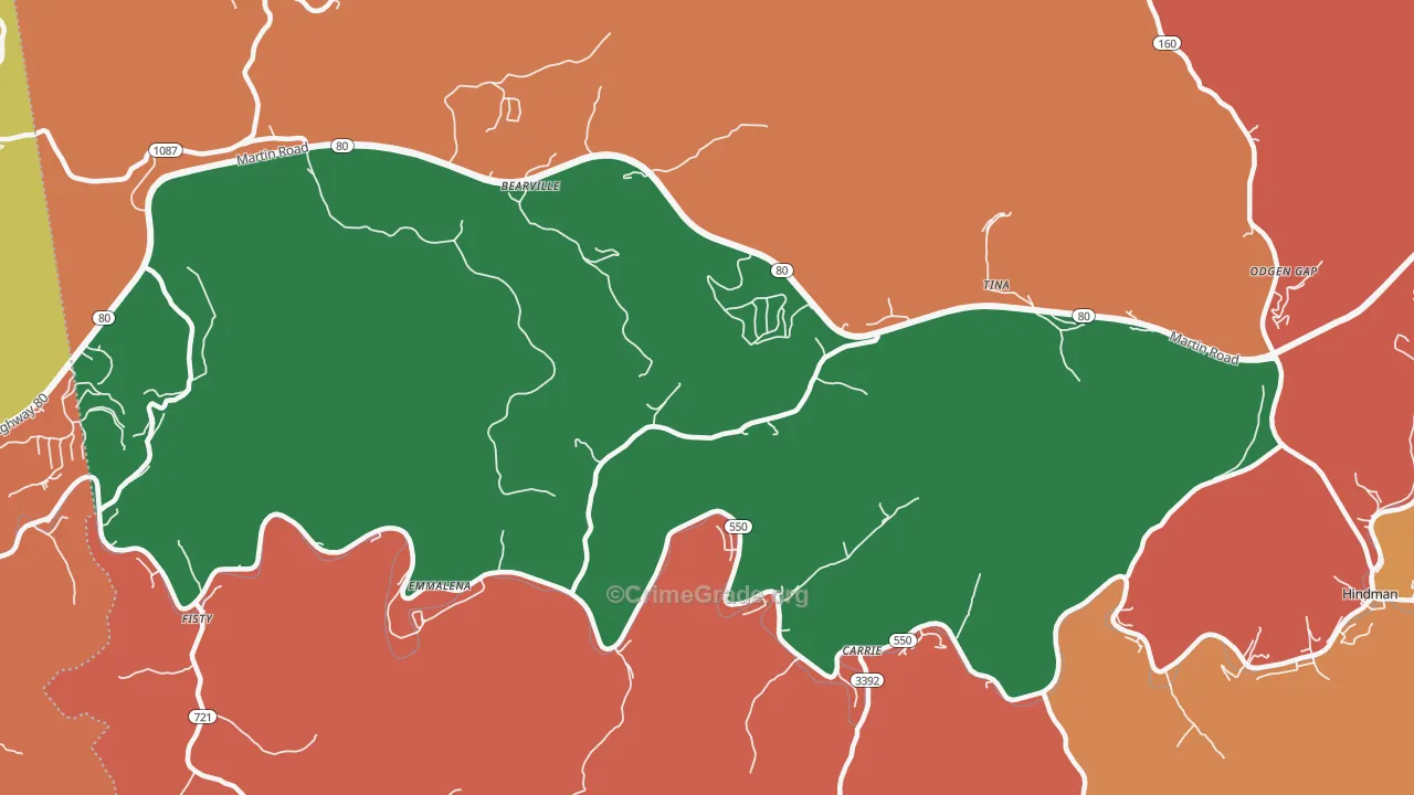 Emmalena, KY Map of Vandalism Rates