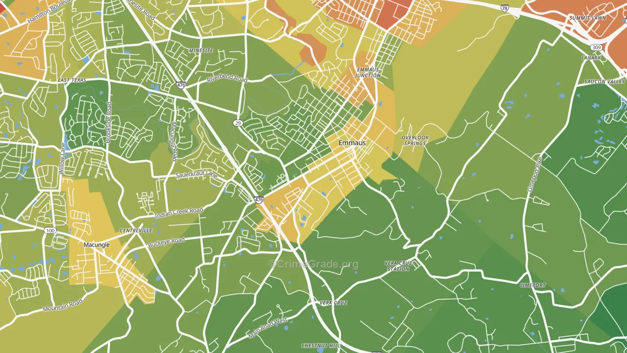 Emmaus, PA Map of Vandalism Rates