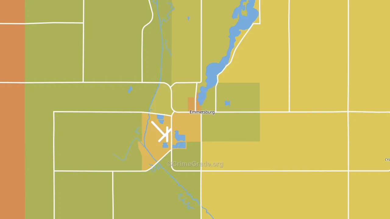 Emmetsburg, IA Map of Vandalism Rates