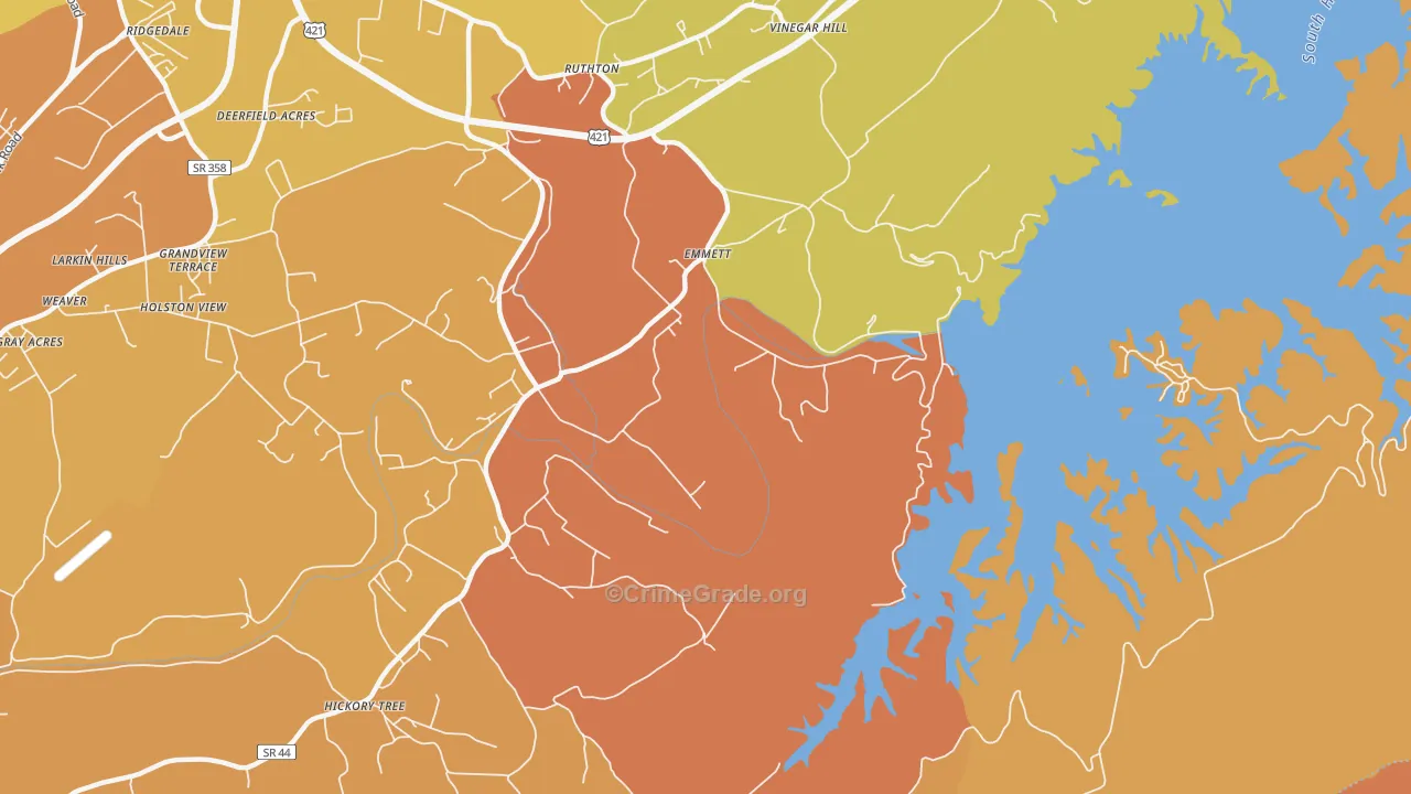 Emmett, TN Map of Vandalism Rates