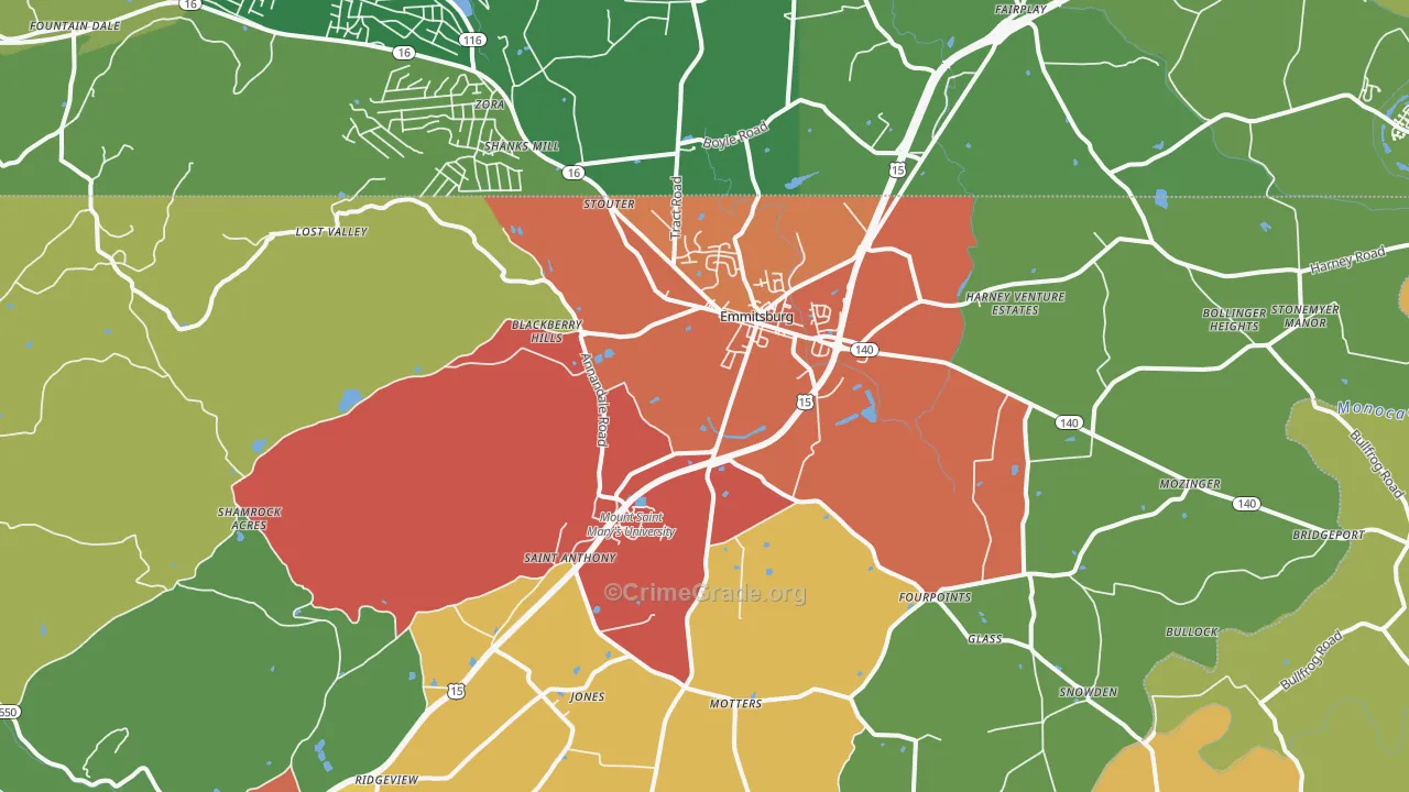 Emmitsburg, MD Map of Vandalism Rates