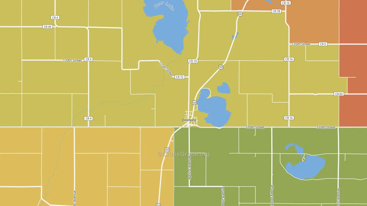 Emmons, MN Map of Vandalism Rates