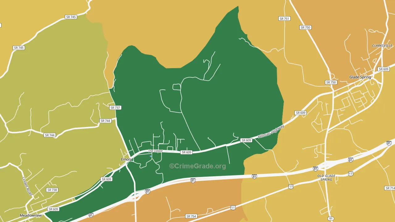 Emory, VA Map of Vandalism Rates