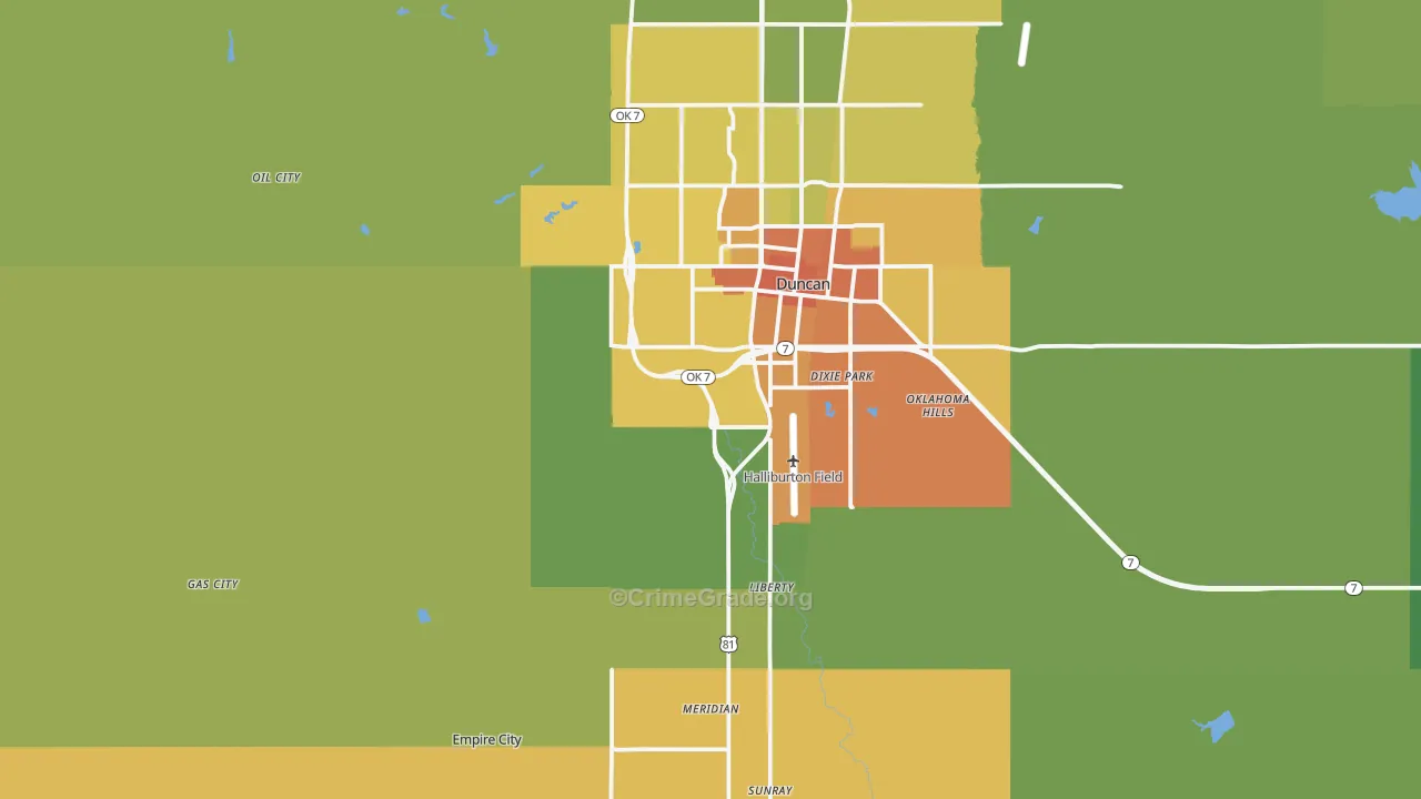 Empire City, OK Map of Vandalism Rates