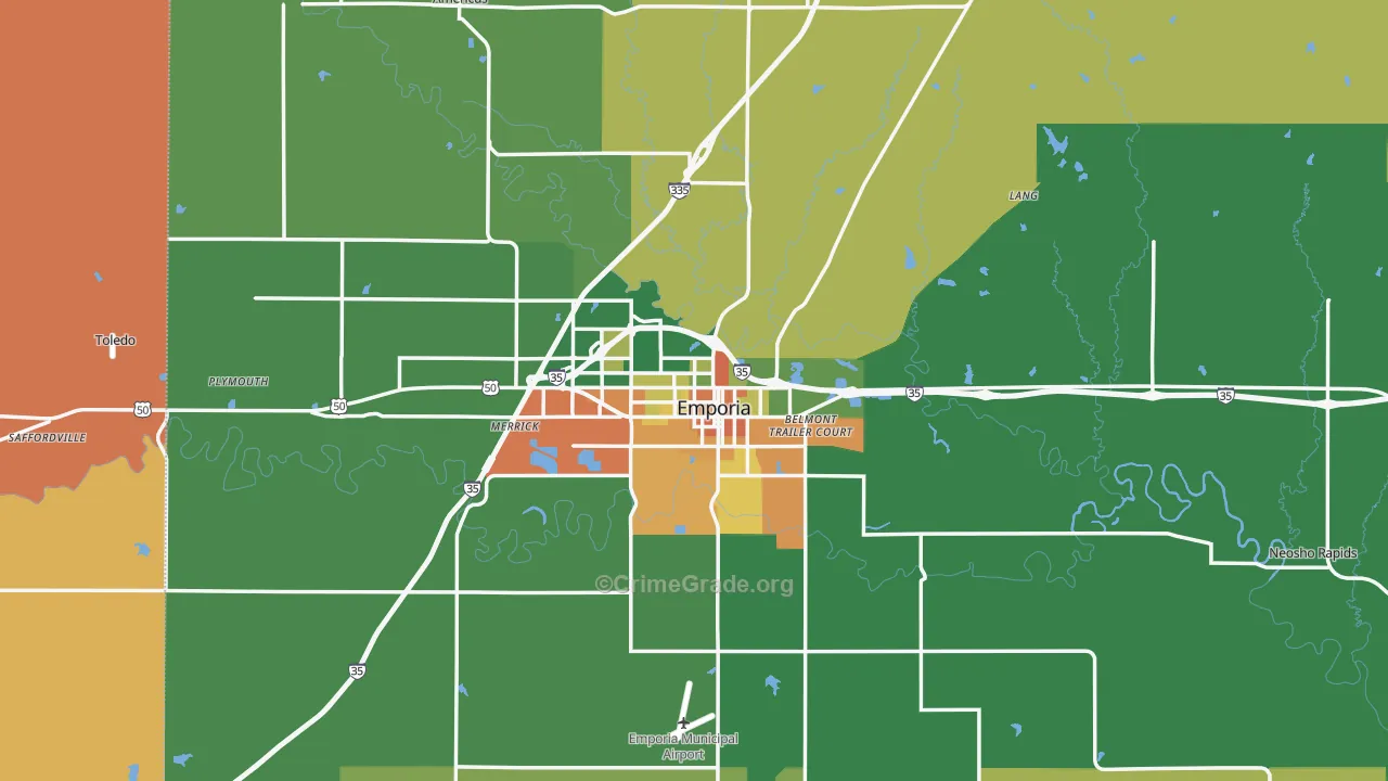 Emporia, KS Map of Vandalism Rates