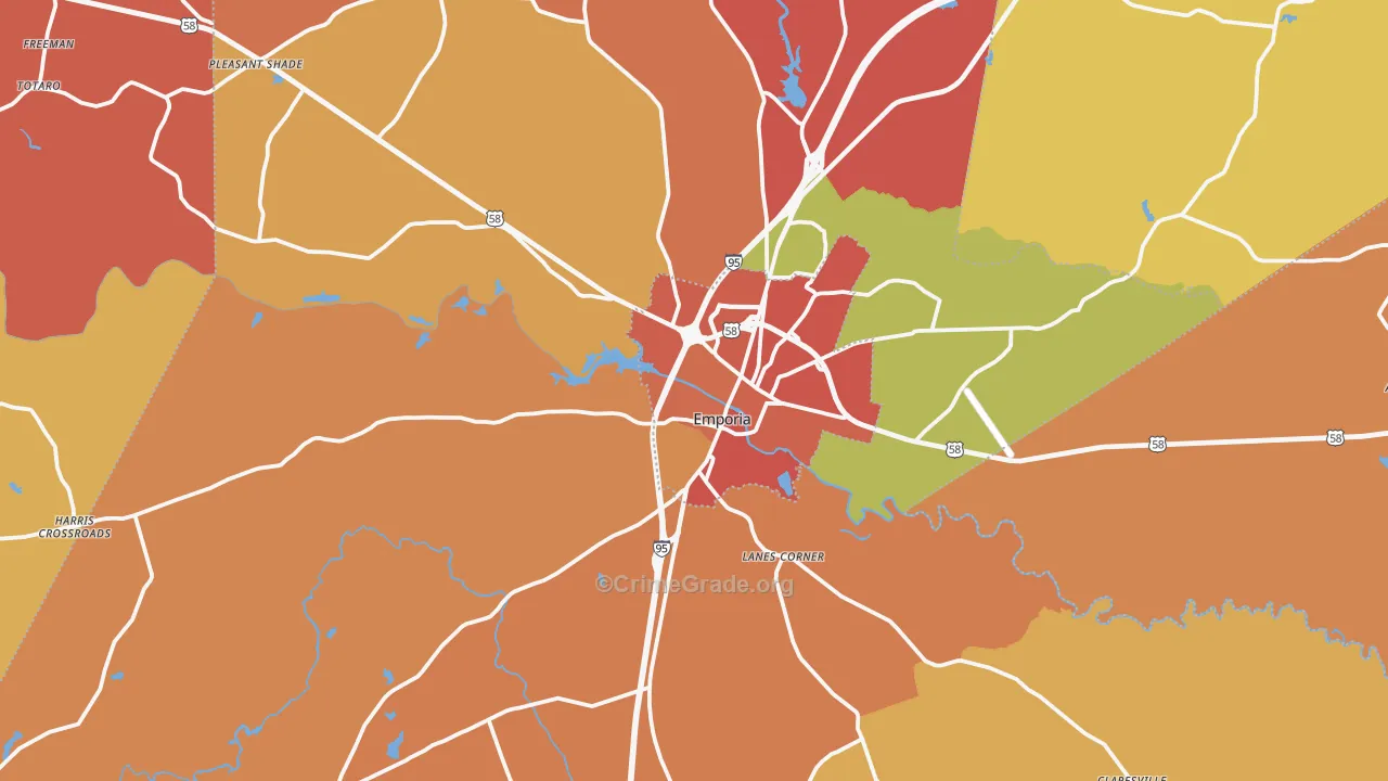 Emporia, VA Map of Vandalism Rates