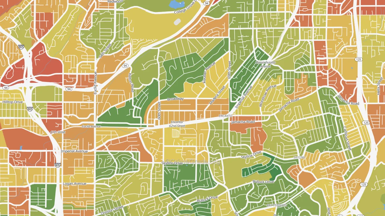 Encanto, San Diego, CA Map of Vandalism Rates