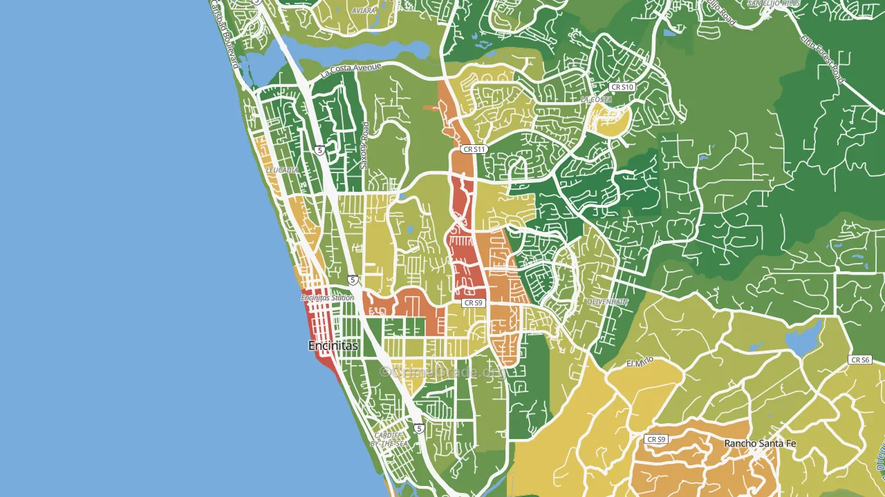 Encinitas, CA Map of Vandalism Rates