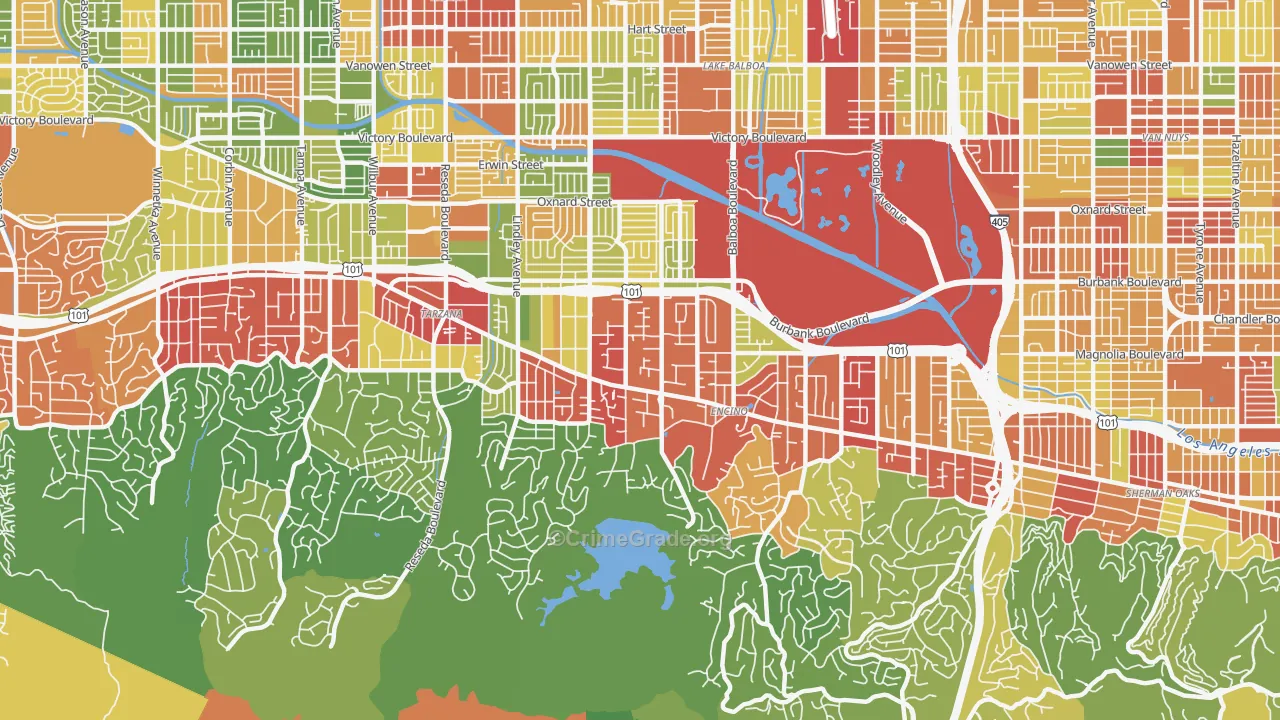 Encino, CA Map of Vandalism Rates