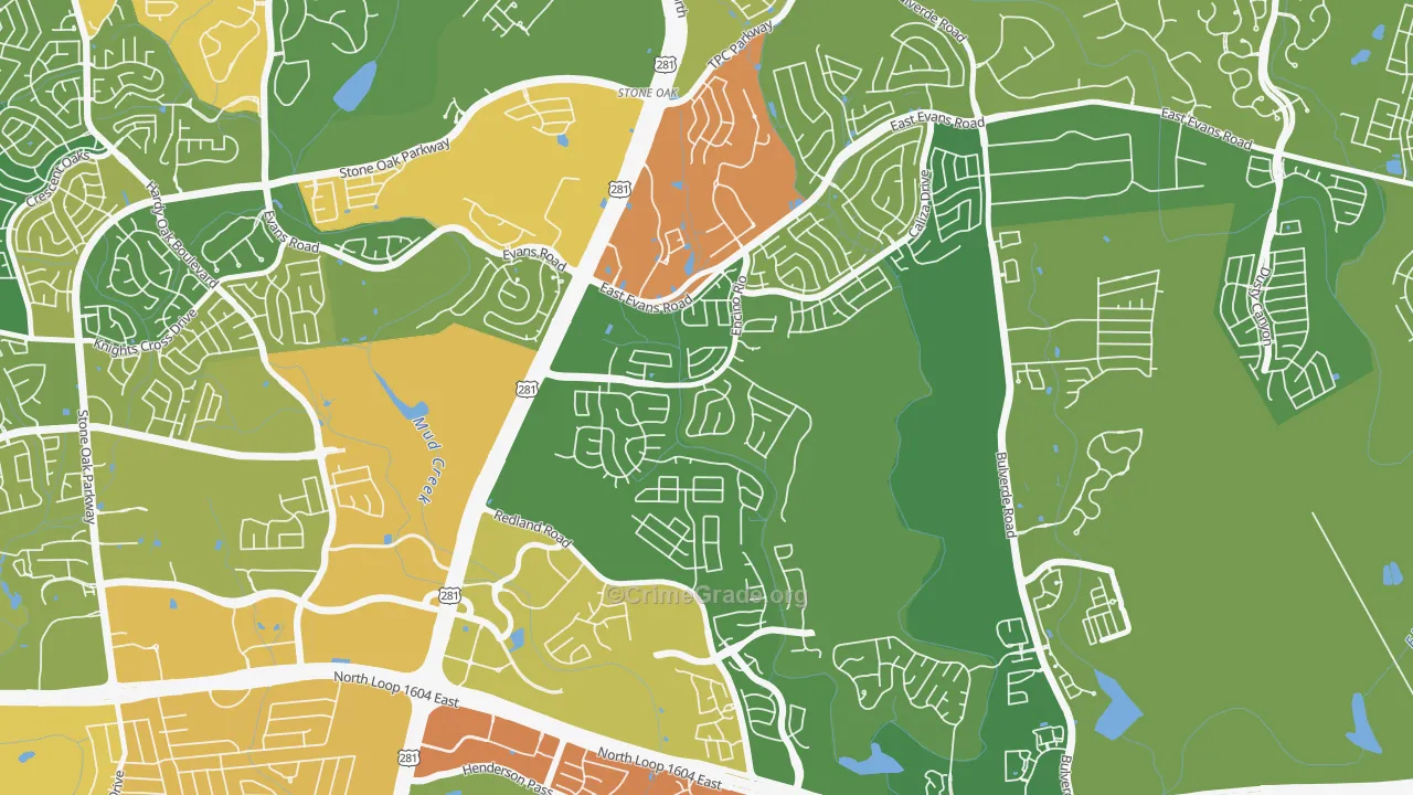 Encino Park, San Antonio, TX Map of Vandalism Rates