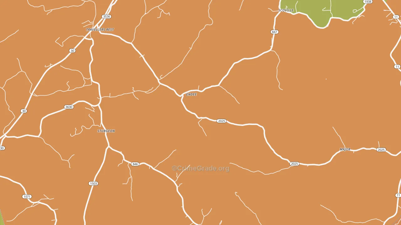 Endee, KY Map of Vandalism Rates