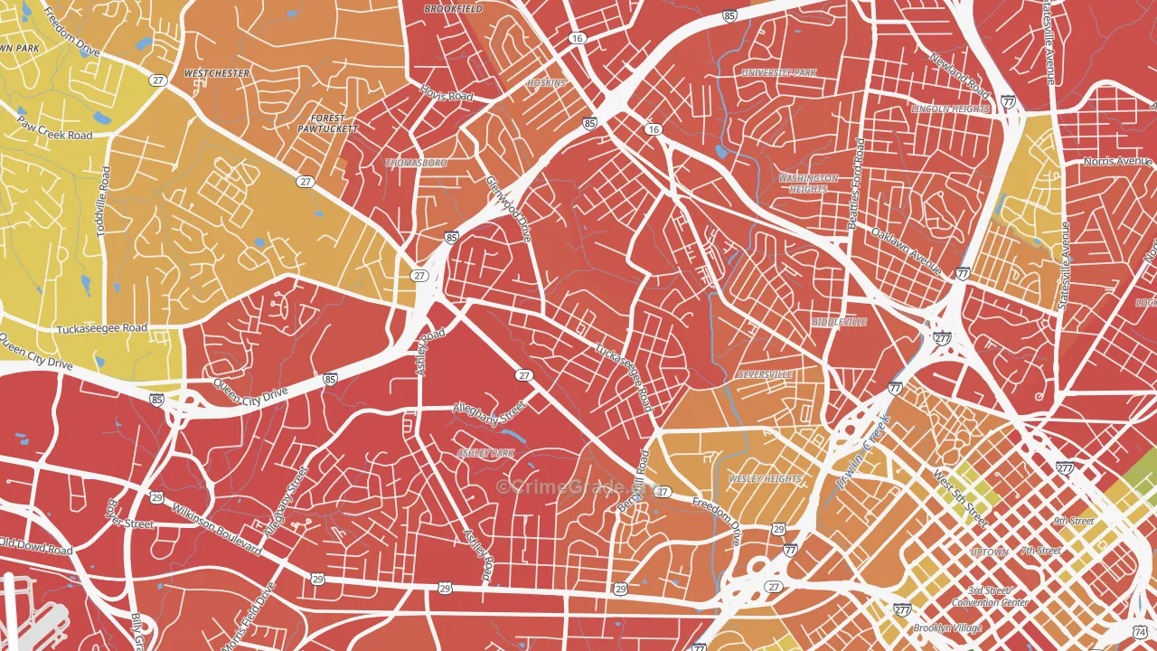 Enderly Park, Charlotte, NC Map of Vandalism Rates