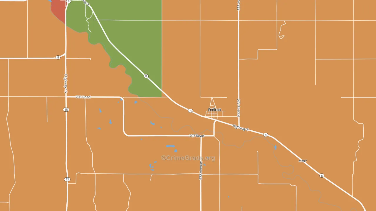 Endicott, NE Map of Vandalism Rates