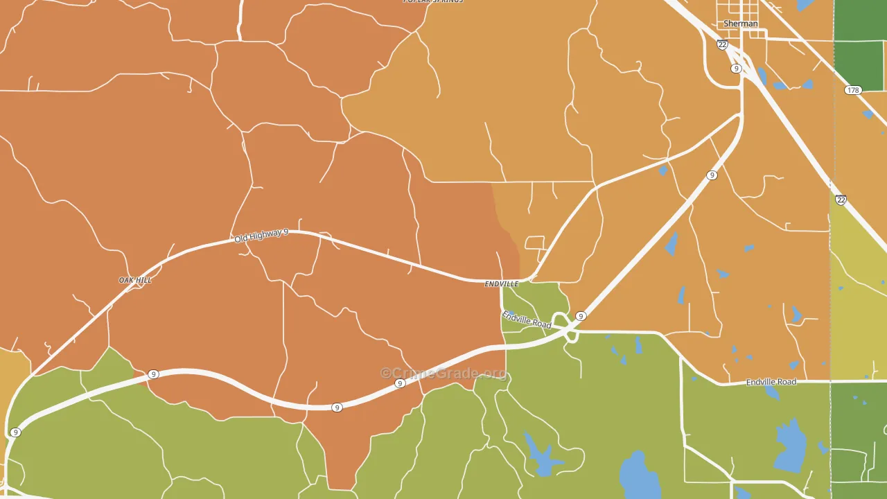 Endville, MS Map of Vandalism Rates