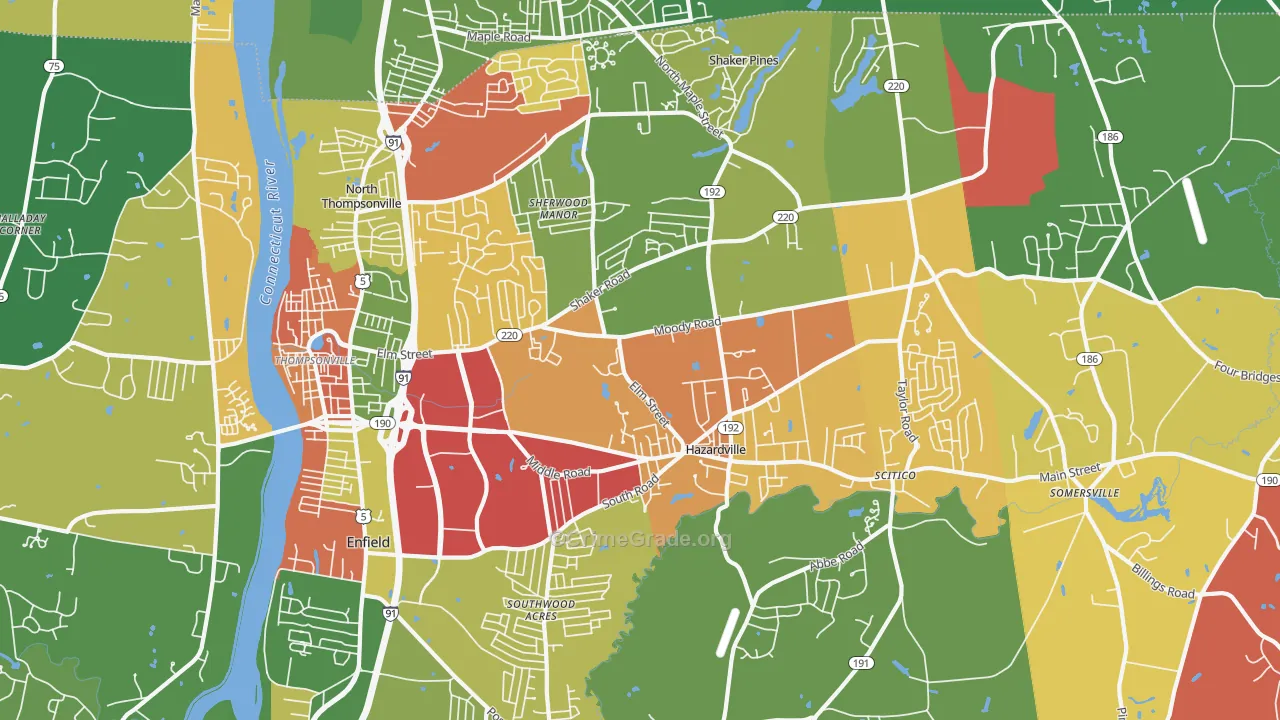 Enfield, CT Map of Vandalism Rates