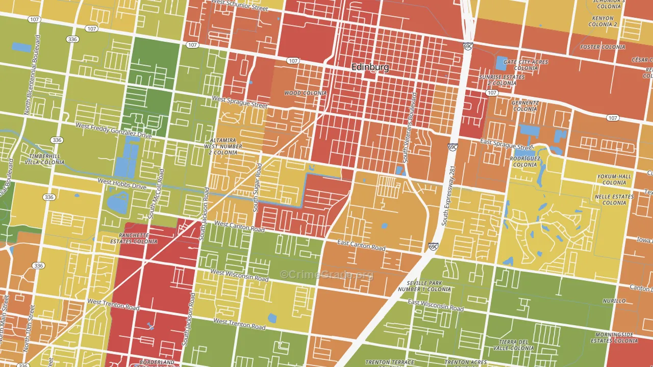 Enfield Estates, Edinburg, TX Map of Vandalism Rates